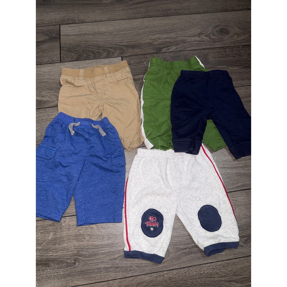 Baby Boy 0-3 Months Pants and Shorts Lot of 5 Old Navy Circo Khaki Navy Green